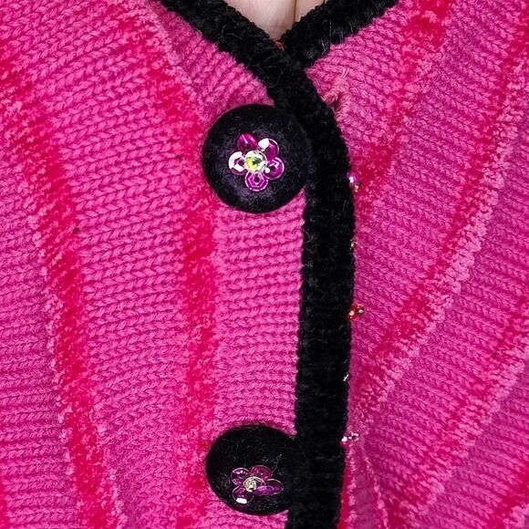 Vintage Berek Beaded Hem Hot Pink Sweater - Picture 4 of 11